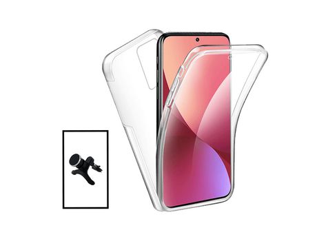 Kit Funda 360° Protección Frente y Trasera + Soporte Magnético para Xiaomi Mi 12 Lite - Transparente/Blanco
