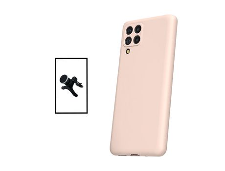 Kit Soporte Magnético + Funda Protección Trasera Slicona para Samsung Galaxy M33 5G - Rosa