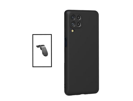 Kit Soporte de Coche Magnético L + Funda Protección Trasera Slicona para Samsung Galaxy M33 5G - Negro