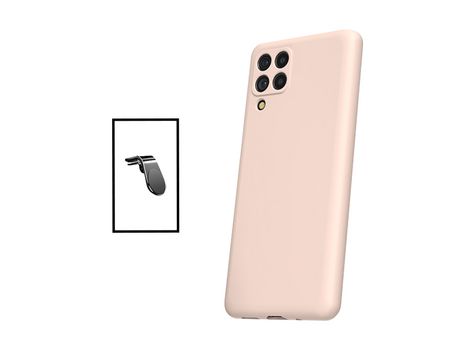 Kit Soporte de Coche Magnético L + Funda Protección Trasera Slicona para Samsung Galaxy M33 5G - Rosa