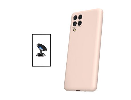 Kit Soporte Magnético de Coche + Funda Silicona Líquida para Samsung Galaxy M33 5G - Rosa