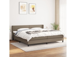 Cama Box Spring Con Colchón Tela Gris Taupe 200x200 Cm