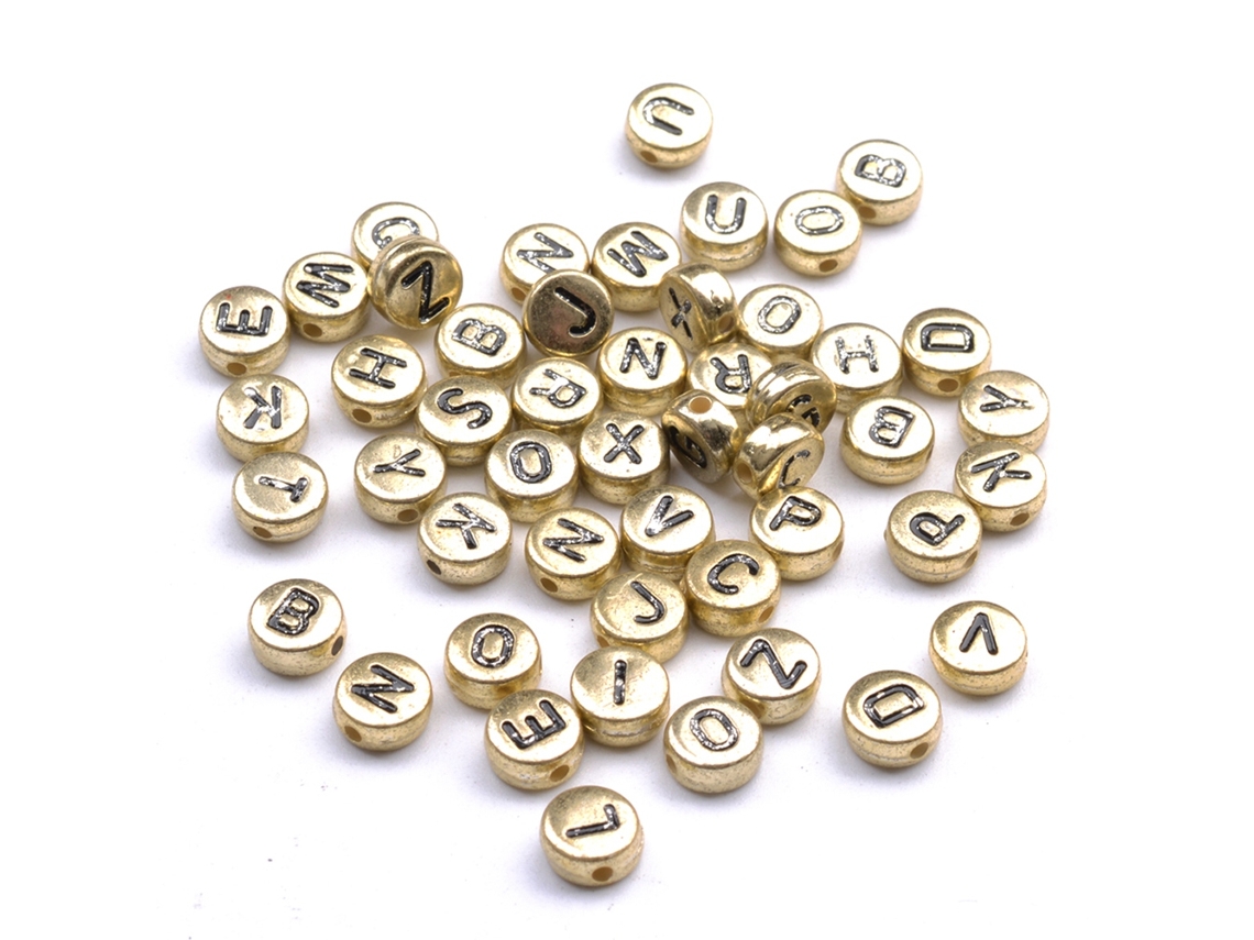 Cuentas De Letras Del Alfabeto, 100 Unidades, Redondas, Acrílicas, Doradas, De 4*7 Mm, Accesorios Para Joyería Diy.