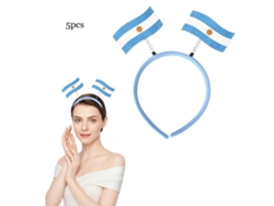 Tiara con la bandera de Argentina, accesorio unisex para aficionados, paquete de 5