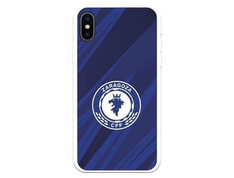 Funda para iPhone X del Zaragoza CF Femenino Escudo Fondo Azul-Negro - Licencia Oficial Zaragoza CF Femenino