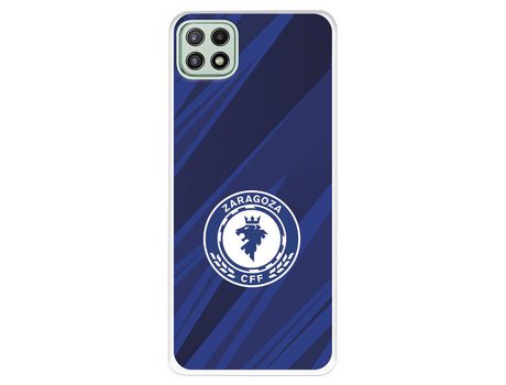 Funda para Samsung Galaxy A22 5G del Zaragoza CF Femenino Escudo Fondo Azul-Negro - Licencia Oficial Zaragoza CF Femenino