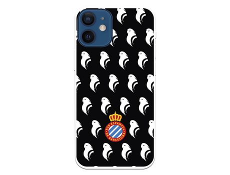 Funda para iPhone 12 Mini del RCD Espanyol Escudo Patron Fondo Negro Escudo Patron Fondo Negro - Licencia Oficial RCD Espanyol