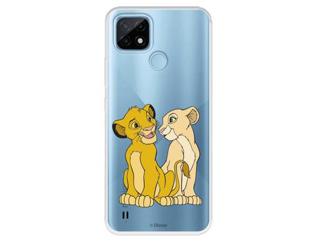 Funda para Realme C21 Oficial de Disney Simba y Nala Silueta - El Rey Leon