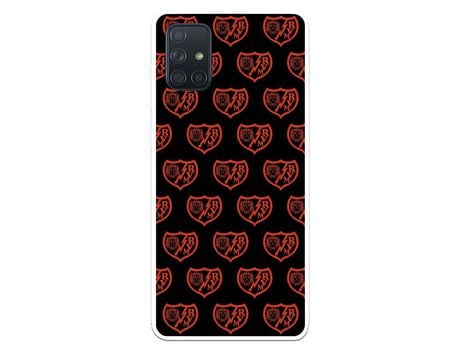 Funda para Samsung Galaxy A71 del Rayo Vallecano Escudo Patron Fondo Negro - Licencia Oficial Rayo Vallecano