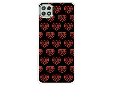 Funda para Samsung Galaxy A22 5G del Rayo Vallecano Escudo Patron Fondo Negro - Licencia Oficial Rayo Vallecano
