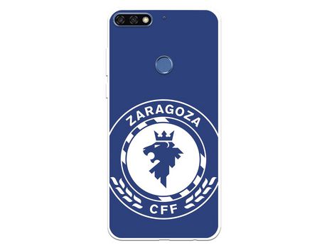 Funda para Huawei Y7 2018 del Zaragoza CF Femenino Escudo Grande Fondo Azul - Licencia Oficial Zaragoza CF Femenino