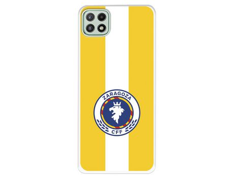 Funda para Samsung Galaxy A22 5G del Zaragoza CF Femenino Escudo Fondo Amarillo - Licencia Oficial Zaragoza CF Femenino