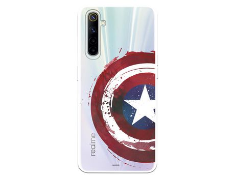 Funda para Realme 6 Oficial de Marvel Capitan América Escudo Transparente - Marvel