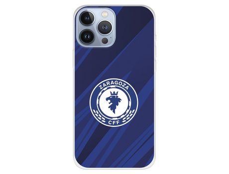 Funda para iPhone 13 Pro Max del Zaragoza CF Femenino Escudo Fondo Azul-Negro - Licencia Oficial Zaragoza CF Femenino