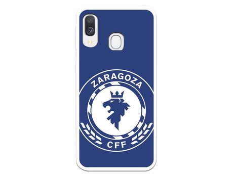 Funda para Samsung Galaxy A40 del Zaragoza CF Femenino Escudo Grande Fondo Azul - Licencia Oficial Zaragoza CF Femenino