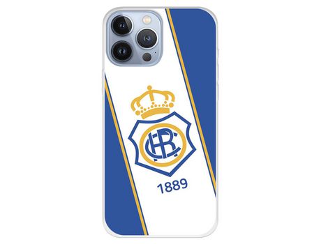 Funda para iPhone 13 Pro Max del Recre Fondo 1889 Blanquiazul - Licencia Oficial Real Club Recreativo de Huelva