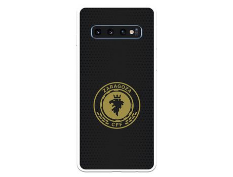 Funda para Samsung Galaxy S10 Plus del Zaragoza CF Femenino Escudo Fondo Negro - Licencia Oficial Zaragoza CF Femenino