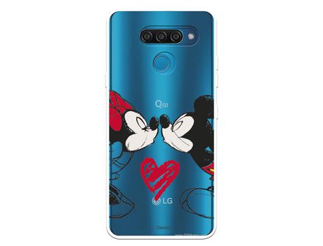 Funda para LG Q60 Oficial de Disney Mickey y Minnie Beso - Clássicos Disney
