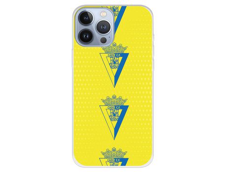 Funda para iPhone 13 Pro Max del Cádiz Escudo Patron Vertical - Licencia Oficial Cádiz CF