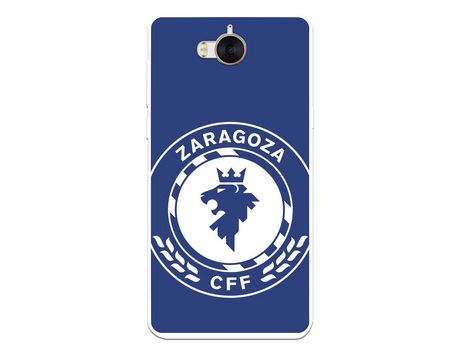 Funda para Huawei Y6 2017 del Zaragoza CF Femenino Escudo Grande Fondo Azul - Licencia Oficial Zaragoza CF Femenino