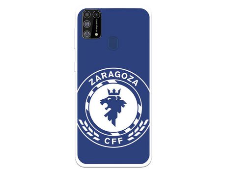 Funda para Samsung Galaxy M31 del Zaragoza CF Femenino Escudo Grande Fondo Azul - Licencia Oficial Zaragoza CF Femenino