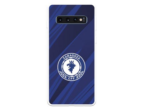 Funda para Samsung Galaxy S10 Plus del Zaragoza CF Femenino Escudo Fondo Azul-Negro - Licencia Oficial Zaragoza CF Femenino