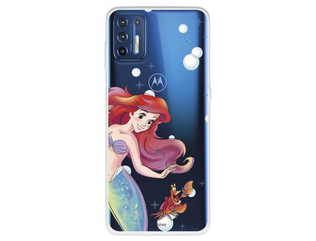 Funda para Motorola Moto G9 Plus Oficial de Disney Ariel y Sebastián Burbujas - La Sirenita