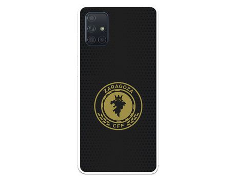 Funda para Samsung Galaxy A71 del Zaragoza CF Femenino Escudo Fondo Negro - Licencia Oficial Zaragoza CF Femenino