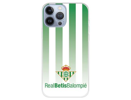 Funda para iPhone 13 Pro Max del Betis Fondo Rayas Verdiblancas - Licencia Oficial Real Betis Balompié
