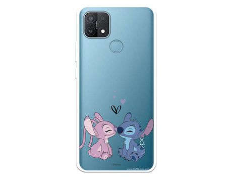 Funda para Oppo A15 Oficial de Disney Angel & Stitch Beso - Lilo & Stitch