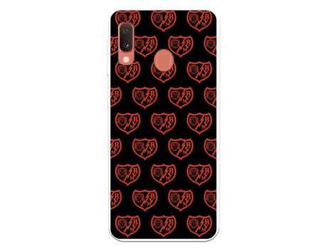 Funda para Samsung Galaxy A20e del Rayo Vallecano Escudo Patron Fondo Negro - Licencia Oficial Rayo Vallecano