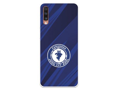 Funda para Samsung Galaxy A70 del Zaragoza CF Femenino Escudo Fondo Azul-Negro - Licencia Oficial Zaragoza CF Femenino