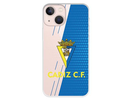 Funda para iPhone 13 Mini del Cádiz Fondo Azul y Transparente - Licencia Oficial Cádiz CF