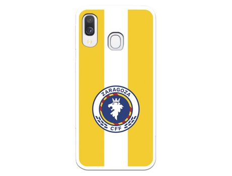 Funda para Samsung Galaxy A40 del Zaragoza CF Femenino Escudo Fondo Amarillo - Licencia Oficial Zaragoza CF Femenino