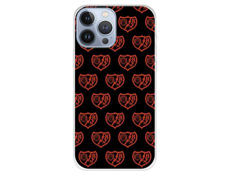 Funda para iPhone 13 Pro Max del Rayo Vallecano Escudo Patron Fondo Negro - Licencia Oficial Rayo Vallecano