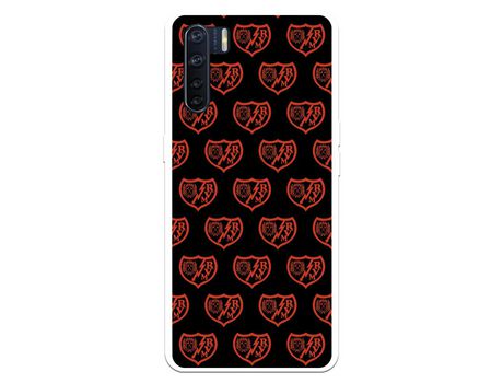 Funda para Oppo A91 del Rayo Vallecano Escudo Patron Fondo Negro - Licencia Oficial Rayo Vallecano