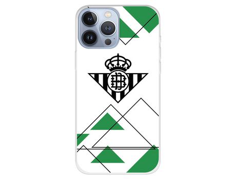 Funda para iPhone 13 Pro Max del Betis Escudo Negro fondo Verdiblanco - Licencia Oficial Real Betis Balompié