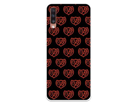 Funda para Samsung Galaxy A70 del Rayo Vallecano Escudo Patron Fondo Negro - Licencia Oficial Rayo Vallecano
