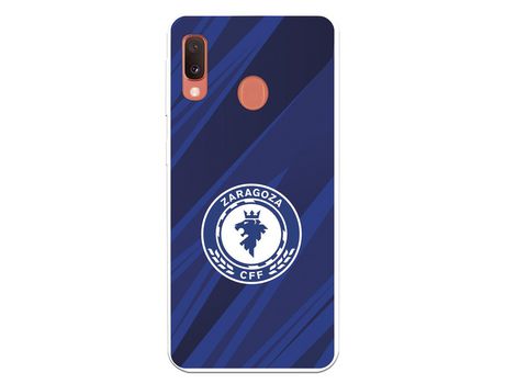 Funda para Samsung Galaxy A20e del Zaragoza CF Femenino Escudo Fondo Azul-Negro - Licencia Oficial Zaragoza CF Femenino