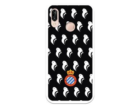 Funda para Huawei P20 Lite del RCD Espanyol Escudo Patron Fondo Negro Escudo Patron Fondo Negro - Licencia Oficial RCD Espanyol