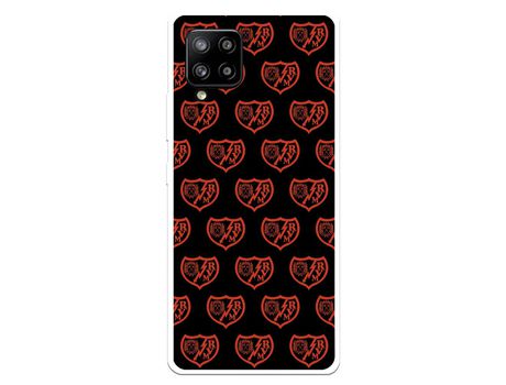 Funda para Samsung Galaxy A42 5G del Rayo Vallecano Escudo Patron Fondo Negro - Licencia Oficial Rayo Vallecano