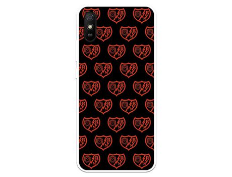 Funda para Xiaomi Redmi 9A del Rayo Vallecano Escudo Patron Fondo Negro - Licencia Oficial Rayo Vallecano