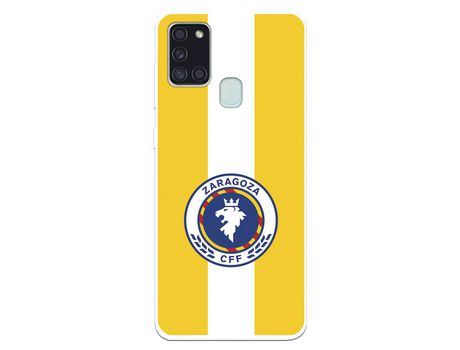 Funda para Samsung Galaxy A21s del Zaragoza CF Femenino Escudo Fondo Amarillo - Licencia Oficial Zaragoza CF Femenino