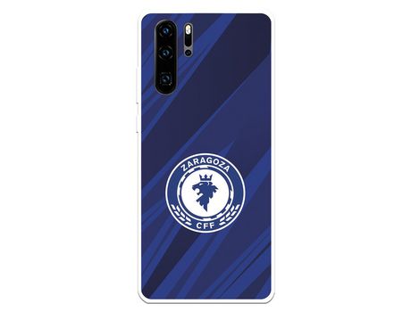 Funda para Huawei P30 Pro del Zaragoza CF Femenino Escudo Fondo Azul-Negro - Licencia Oficial Zaragoza CF Femenino