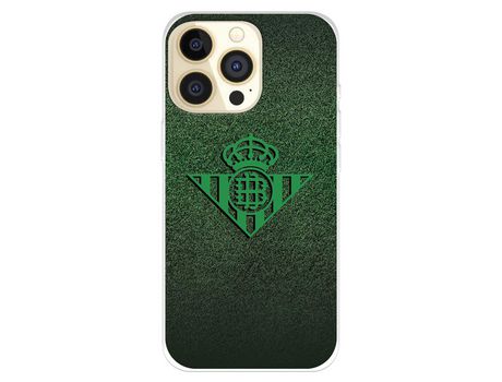 Funda para iPhone 14 Pro del Real Betis Balompié Escudo Verde Fondo trama - Licencia Oficial Real Betis Balompié