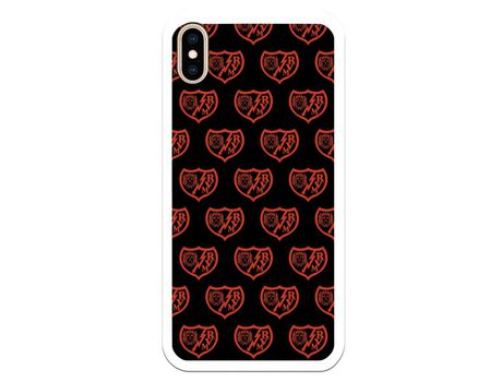 Funda para iPhone XS Max del Rayo Vallecano Escudo Patron Fondo Negro - Licencia Oficial Rayo Vallecano