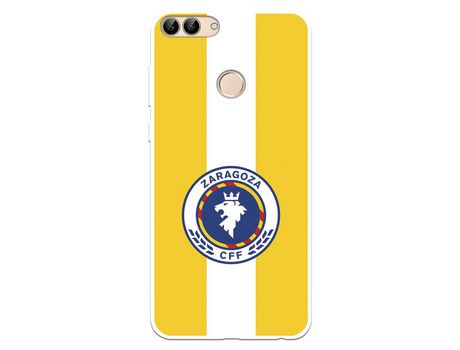 Funda para Huawei P Smart del Zaragoza CF Femenino Escudo Fondo Amarillo - Licencia Oficial Zaragoza CF Femenino