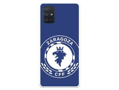 Funda para Samsung Galaxy A71 del Zaragoza CF Femenino Escudo Grande Fondo Azul - Licencia Oficial Zaragoza CF Femenino