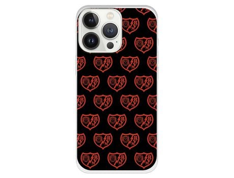 Funda para iPhone 13 Pro del Rayo Vallecano Escudo Patron Fondo Negro - Licencia Oficial Rayo Vallecano