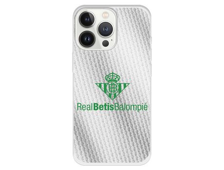 Funda para iPhone 13 Pro del Betis Fondo Trama Blanca - Licencia Oficial Real Betis Balompié
